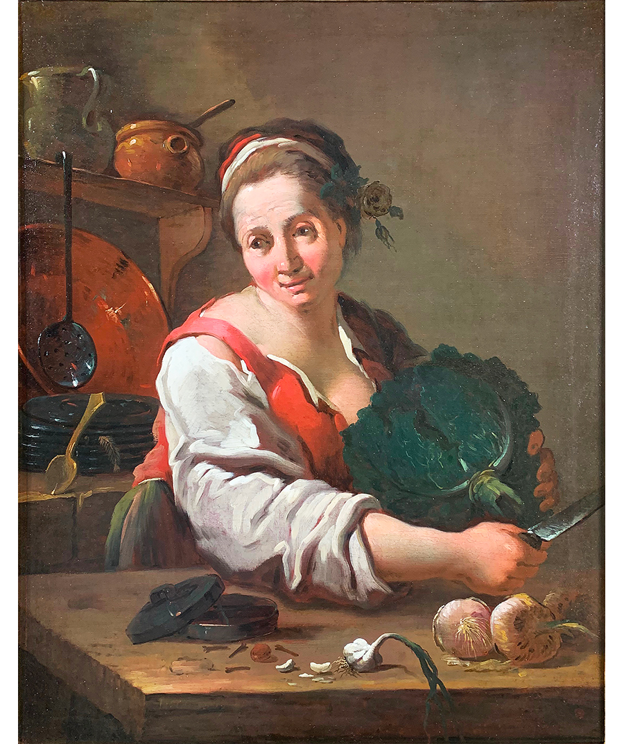 La cuoca - Dipinto di Pietro Domenico Olivero